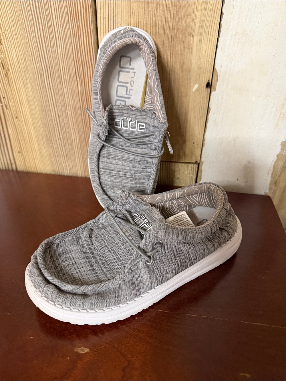 Hey Dude Casual Slip-On Loafers in Light Gray with White Sole